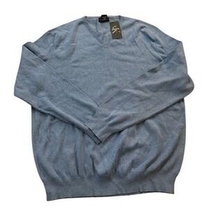 NEW Calvin Klein V Neck Pullover Sweater Mens XL Blue Heather Cotton Preppy